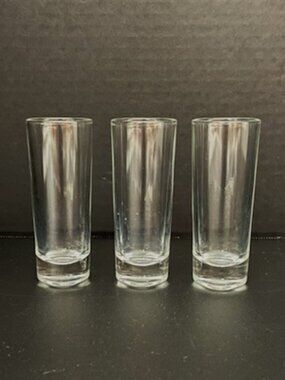 Clear Cylinder Double Shot Glass Set of 3 Barware Shooter Cordials Weighted Base